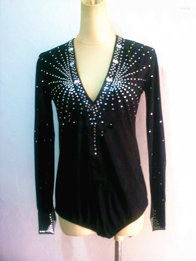 

Stage Wear 2023 Men/Male/Adult Latin Dance Tops V-Collar 3Types Shirt Jacket Coat Salsa Rumba Cha Samba Top, Black type 1