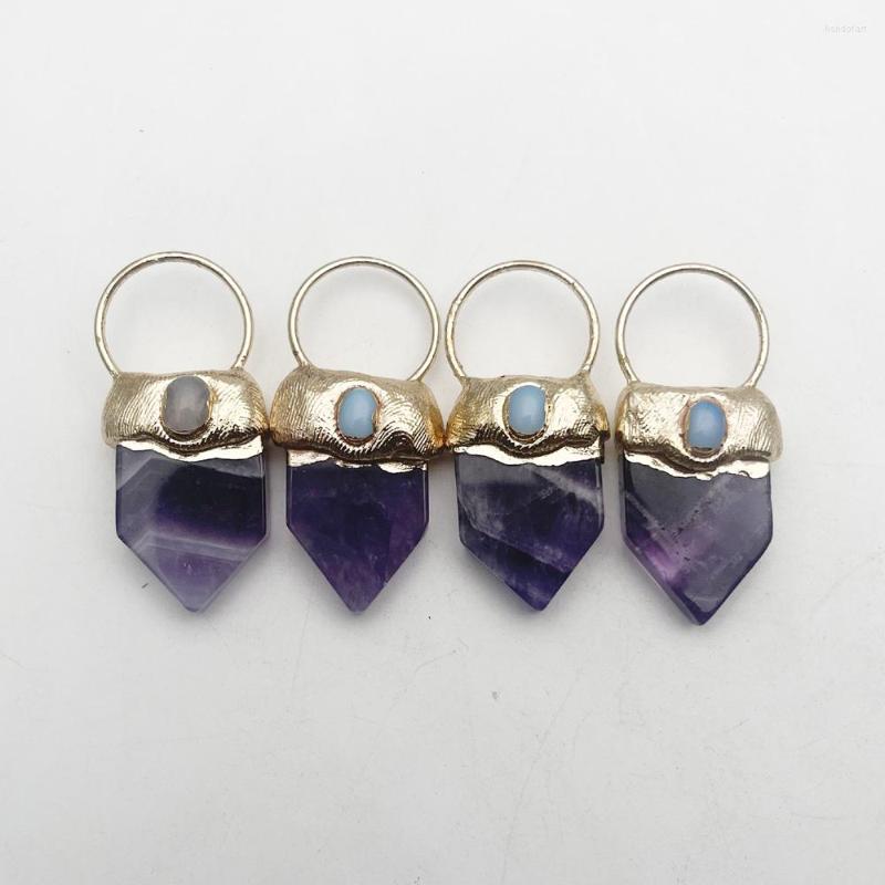

Pendant Necklaces Fashion Amethyst Natural Stone For Jewelry Making Charm Necklace Earrings Sweater Chain Accessories 24pc Wholesale