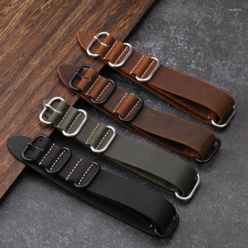 

Watch Bands Top Layer Cowhide Retro Handmade Crazy Horse Leather High Quality Band 18mm 20mm 22mm 24mm 26mm Black Brown Green Strap