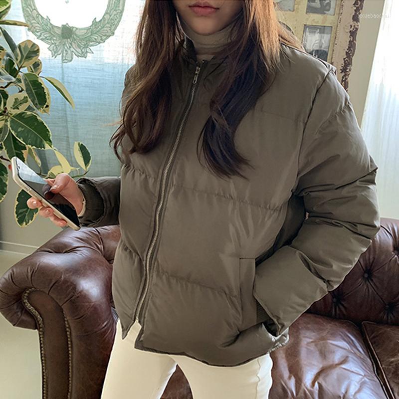 

Women's Trench Coats 2023 Stand Collar Bread Cotton Padded Jacket Short Female Korean Version Loose Small Light Coat Warm Down Trendy, Beige