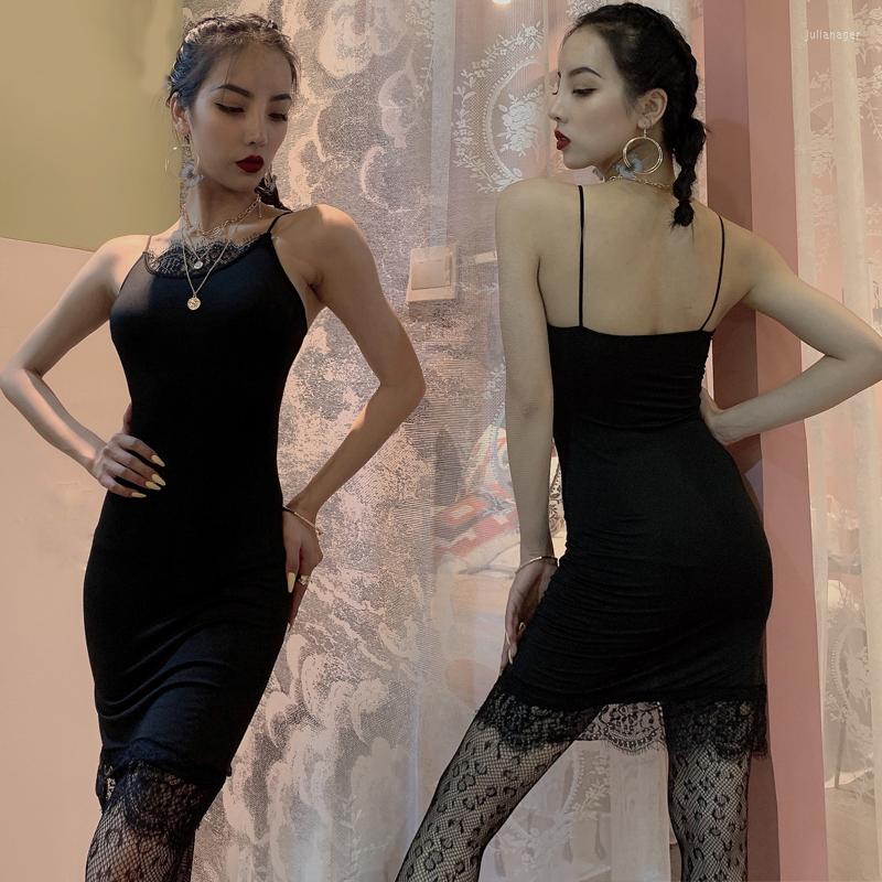 

Stage Wear Latin Dance Adult Female Black Dress Sexy Lace Slim Summer Sleeveless Birthday Party Tango Show Dancewear BI933