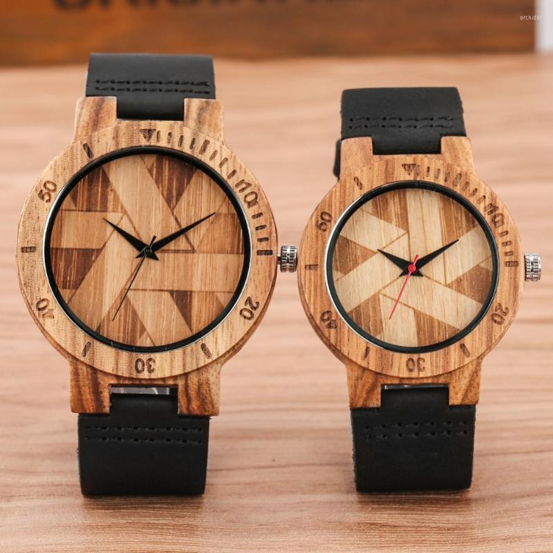 

Wristwatches Couple Watch Unique Irregular Geometric Cut Design Men's Wooden Quartz Watches Women Dress Clock Retro Wristwatch Relojes, Watch for men