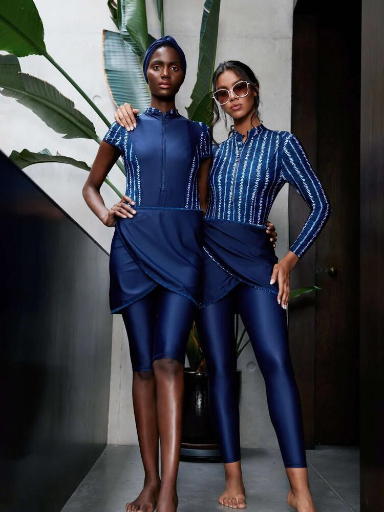 

Swim Wear CROP Short Muslim Swimwear Womens Swimsuit Burkini With Front Zip Bra pad 230420