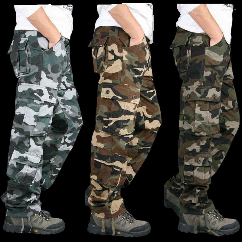 

Men's Pants Men's Camouflage Men Casual Cargo Cotton Camo Trousers Big Pocket Size 28-38, Camo black