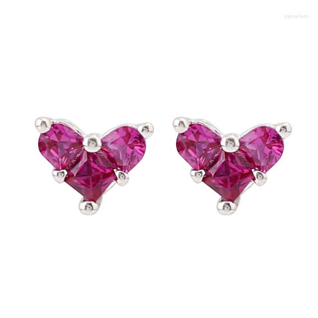 

Stud Earrings Fashion 925 Sterling Silver Crystal Heart For Women Girls Gift Statement Jewelry