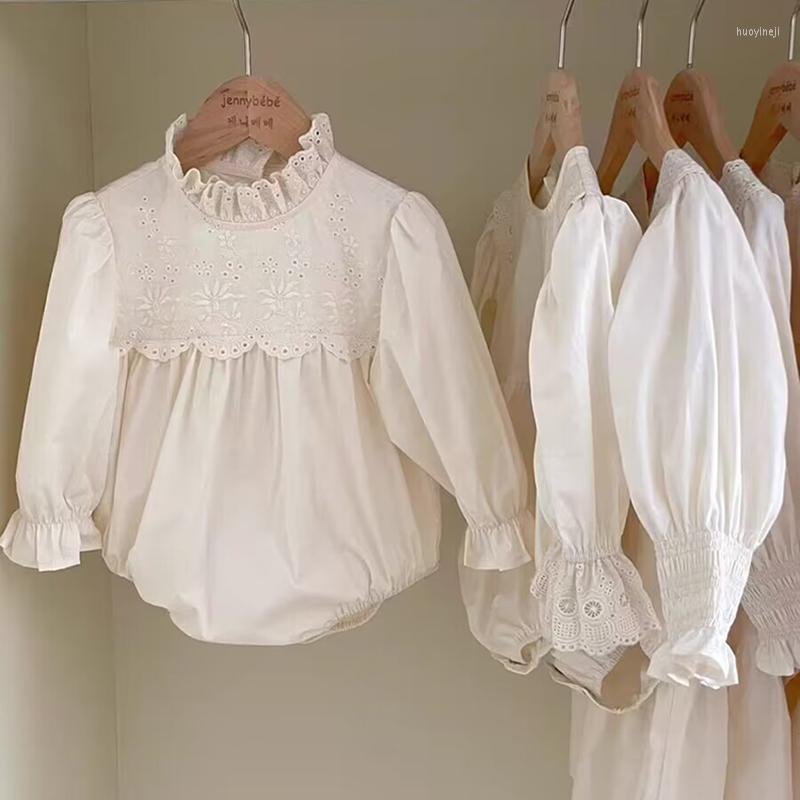

Girl Dresses Frilly Lace Collar Embroidery Romper For Baby Girls Clothes Korean 2023 High Quality 0-24M Birthday Party Costume