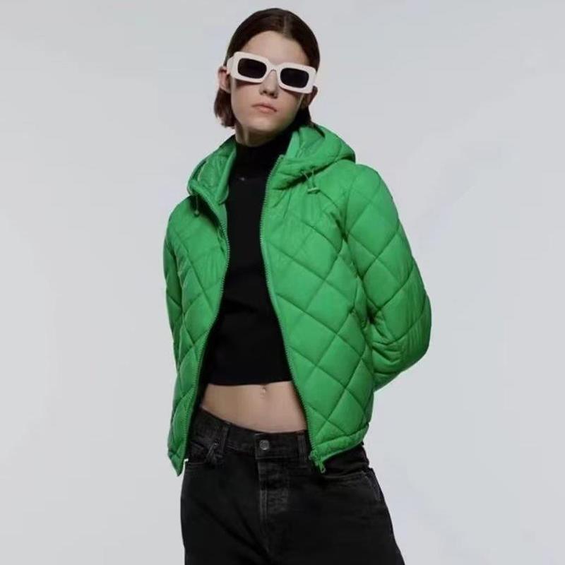 

Leather Green Lingge Down Jacket Short Winter New Fashion Lazy Wind Baggy Warm Thicken Hooded Coat Harajuku Casual Puffer Outwear