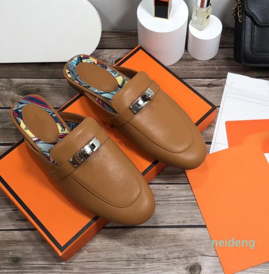 

Desinger 2021 Kelly Rose Gold Flat Muller Half Slippers Shoes Leather Baotou Slipper Wear Mullers Casual Women039s Fashion Shoe5699488, Yellow