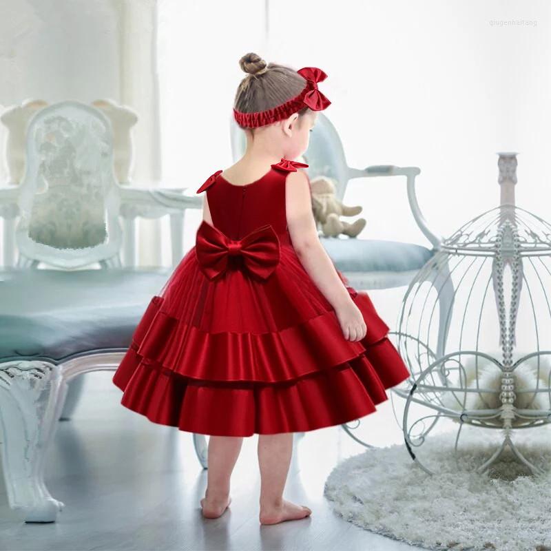 

Girl Dresses Born Baby Christening For Girls Toddler Kids 1st Birthday Baptism Tutu Gown Beading Layered Infant Party Vestidos, Pink2