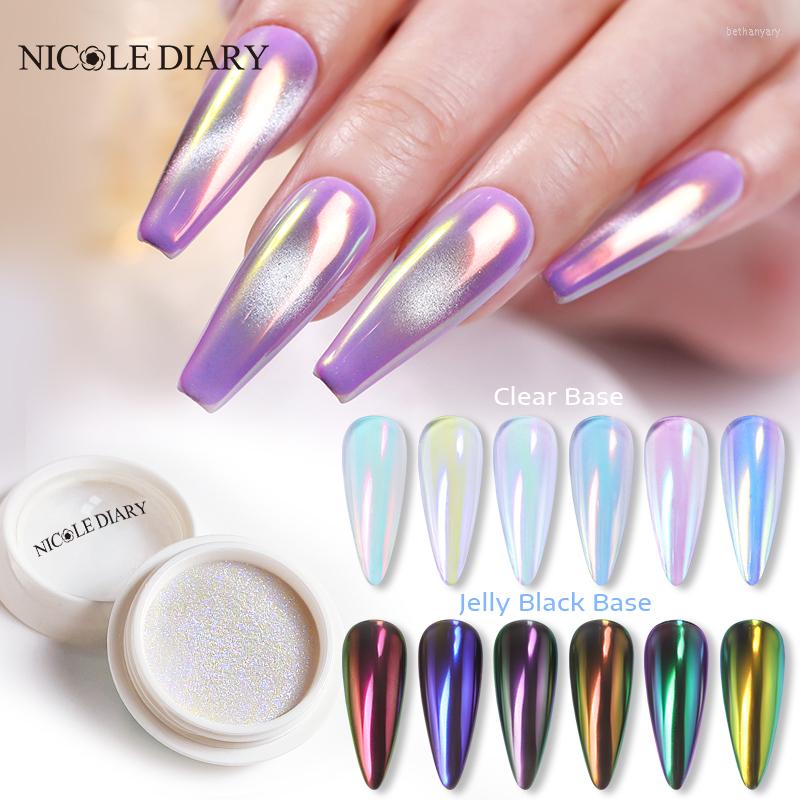 

Nail Glitter NICOLE DIARY Aurora Fairy Powder Iridescent Mirror Pigment Dust UV Gel Polish Decoration Manicure Accessories