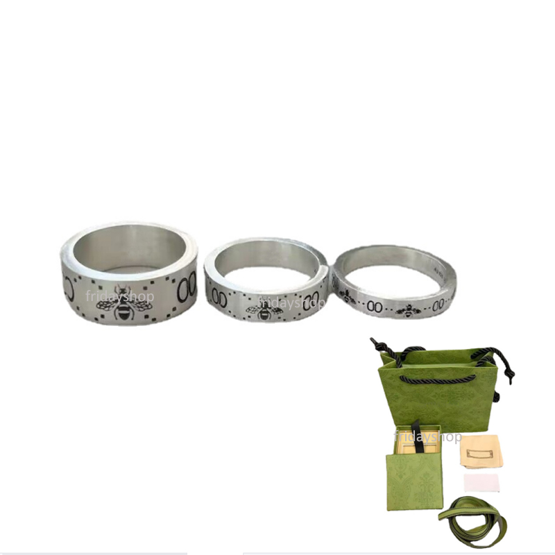 

Fashion Luxury Designer Extravagant Brand Letter Band Rings Plated Stainless Steel Open Ring Fashion Women Men Turquoise Crystal Metal Jewelry