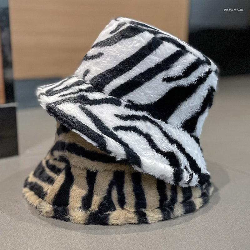 

Berets Korean Fashion Striped Fisherman Hat Female Internet Celebrity All-Matching Casual Warm Plush Bucket Tide, Card black