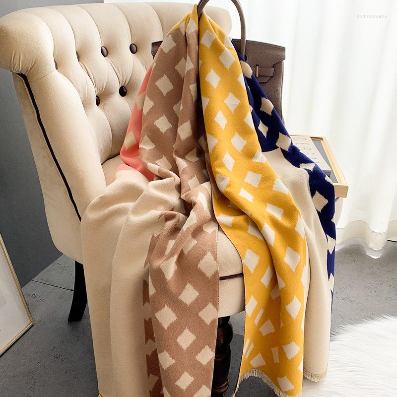 

Scarves 2023 Spain Fashion Plaid Splice Cashmere Scarf Warm Hijab Thick Winter Pashmina Soft Foulard Female Neckerchief Echarpe Bufandas