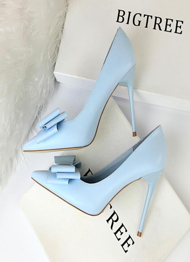 

Thin High Heels Dress Shoes Women039s Fashion Shoes with A Candycolored Bow3148202, Blue