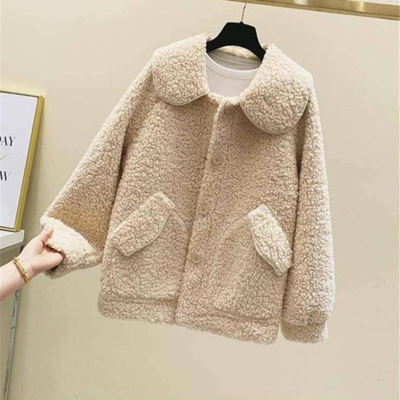 

Women's Fur & Faux Winter Lambswool Teddy Coat Women Thick Warm Casual Loose Fleece Long Sleeve Jackets Female Outerwear, Blue