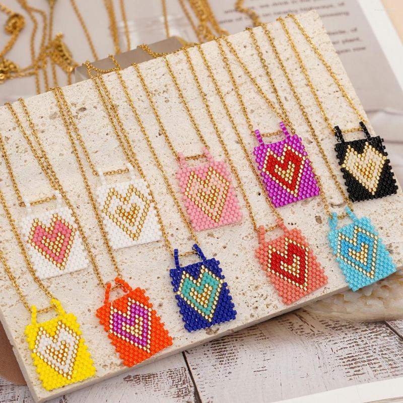 

Chains Beaded Necklace Heart Shape Figure Hand Weaving Fashion Simplicity Bohemia Alloy Adjustable Rice Bead