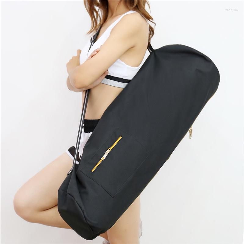 

Outdoor Bags Large Capacity Yoga Mat Bag Thick Canvas Fitness Gym Exercise Carrier Storage Shoulder 80cm110cm Women Men, 80cm gray