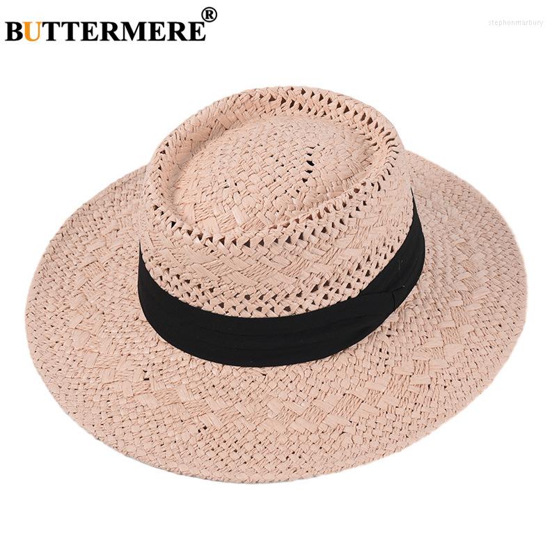 

Wide Brim Hats BUTTERMERE Sun For Women Light Pink Pork Pie Straw Hat Female Beach Panama Summer Caps Ladies, Blue