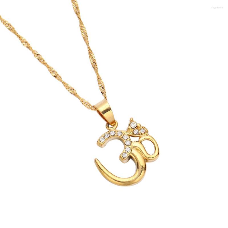 

Pendant Necklaces Gold Color Trendy Hinduism Necklace Symbol Of India Stone Jewelry