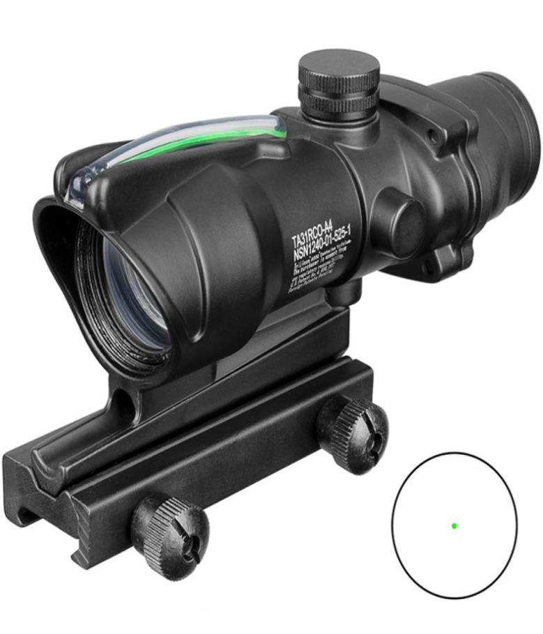 

Trijicon Hunting Scope ACOG 1X32 Tactical Red Dot Sight Real Green Fiber Optic Riflescope with Picatinny Rail4064609
