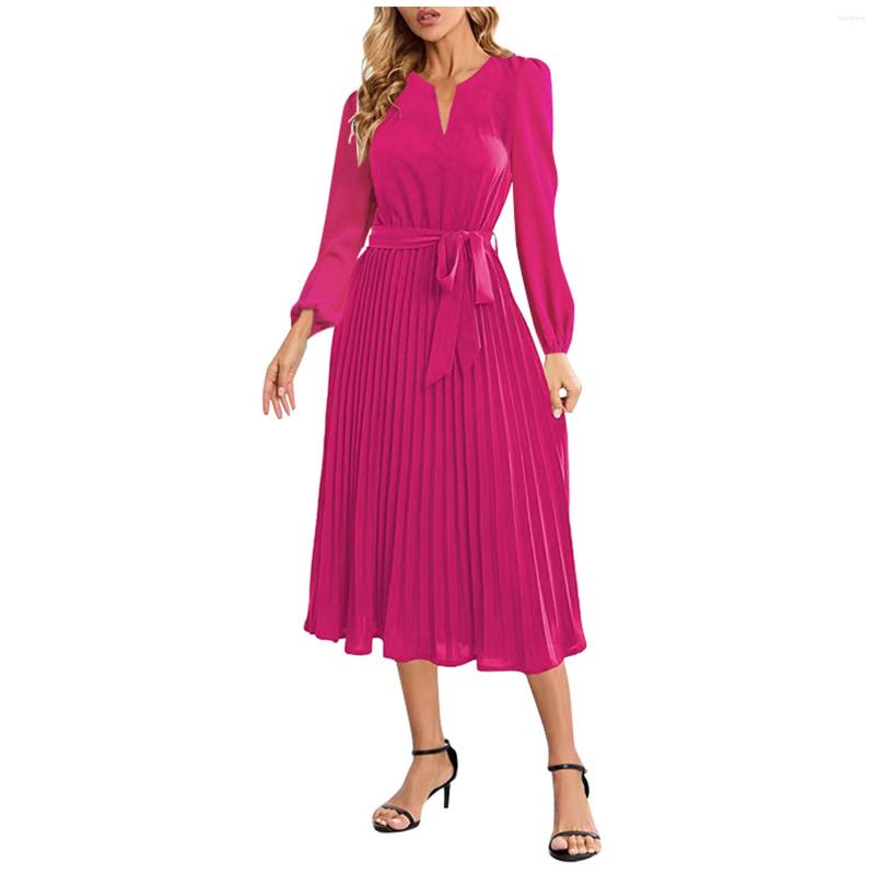 

Casual Dresses Women' Solid Color Long Summer 2023 Sleeve V-neck Flowy A Line Pleated Maxi Cocktail Dress For Party, Black