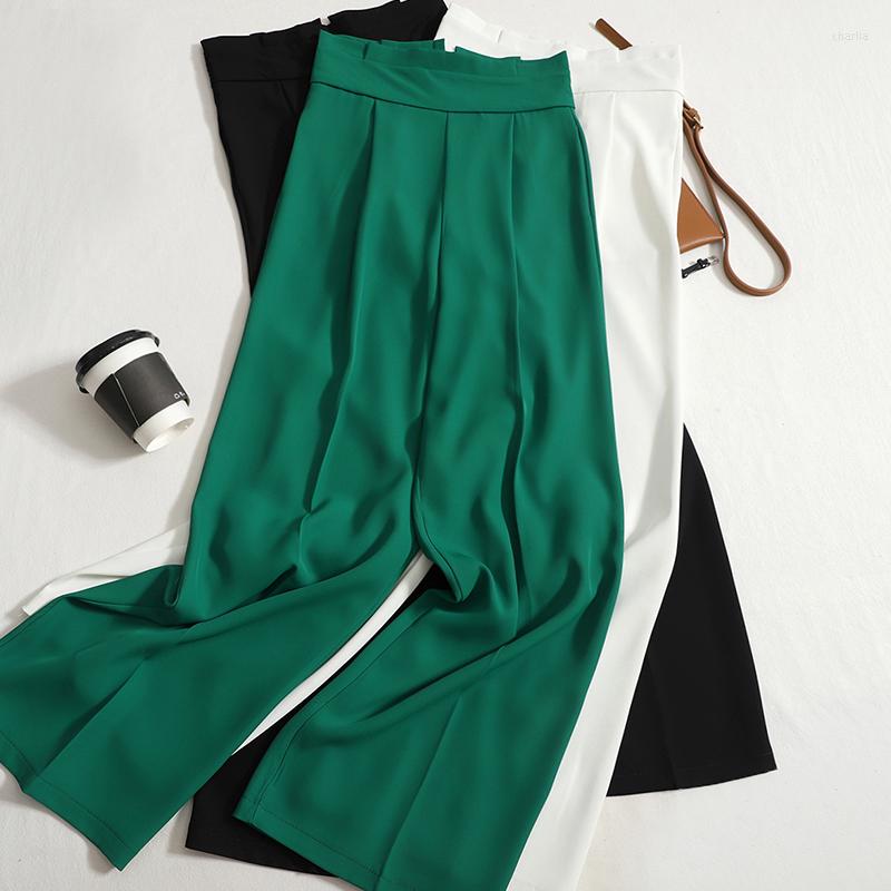 

Women' Pants Suit Wide-Legged Women Solid Color High Waist Pleated Straight Dragging Trousers Casual Elegant Loose Drape Clothing, Black