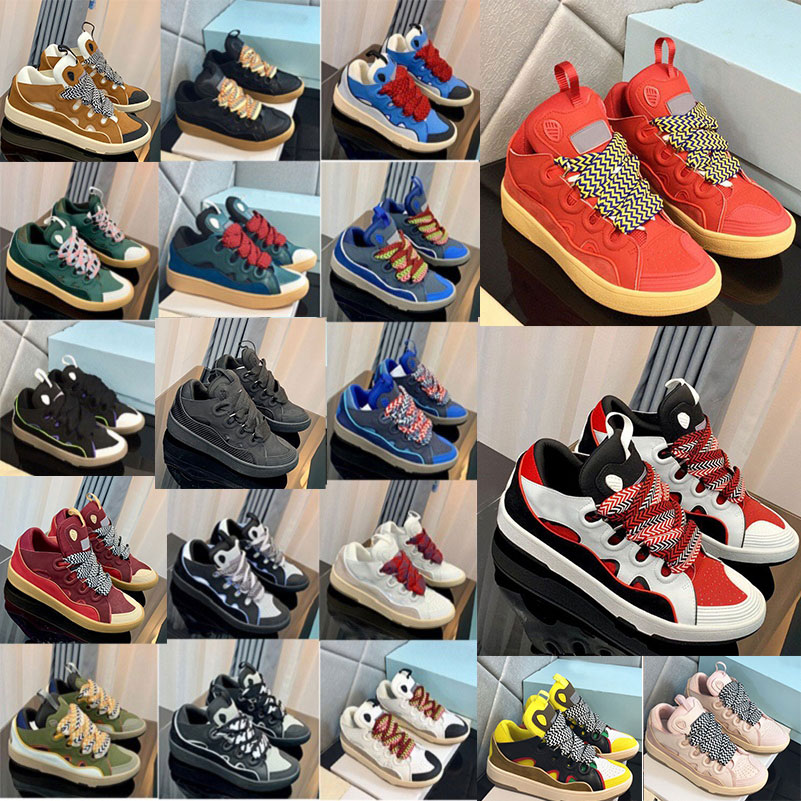 

Designer lanvins Mens Womens Luxury Running Shoe Embossed Leather Curb Sneakers Calfskin Stripe Stretch Cotton Low Top Rubber Platform Sole Sports Sneaker 35-45, Color#30