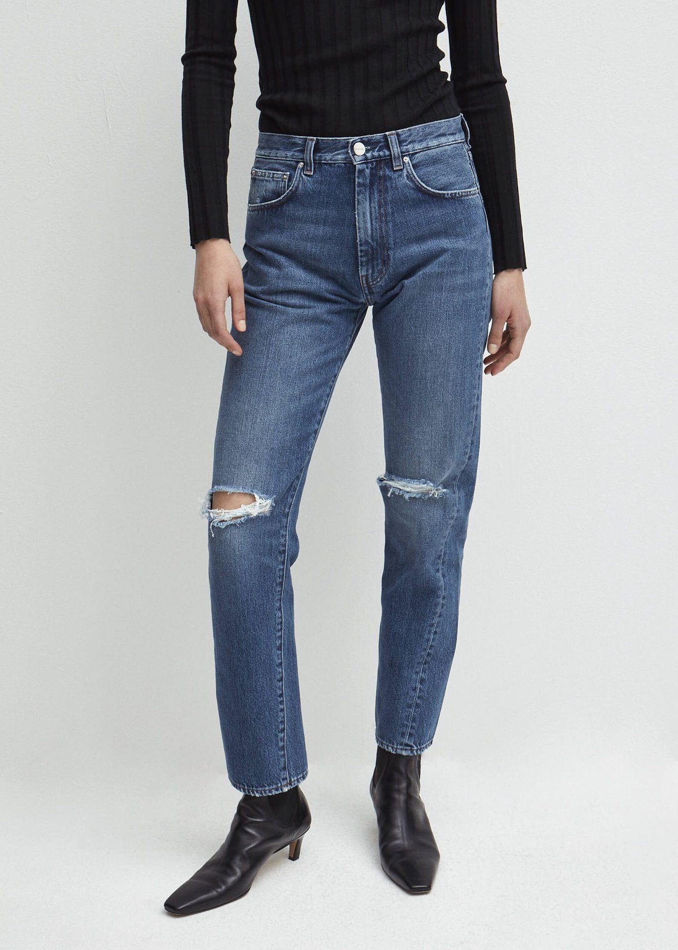 

Women T-oteme Asymmetric Straight Barrel Jeans Pants for, Baby blue