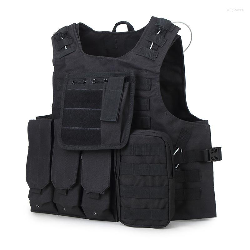 

Backpack 1000D Nylon Oxford Cloth Outdoor Vest Tactical Equipment CS Combat Camouflage Riding Sports, Black