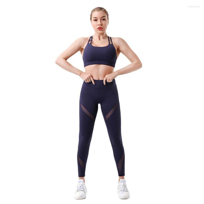 

Women' Leggings Selling Fitness Two-piece Nylon Yoga Suit High Waist Elastic Thin Sports Women, Blue