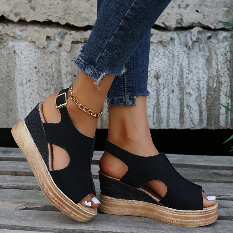 

Sandals Cut Out Glitter Color Golden Silver Women Casual Wedges One Line Buckle Peep Toe Summer Beach, Blue
