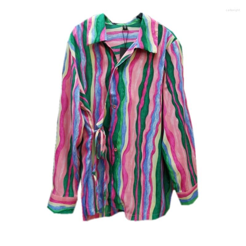 

Women's Blouses Colorful Striped Shirt For Women Chic Tops, Green
