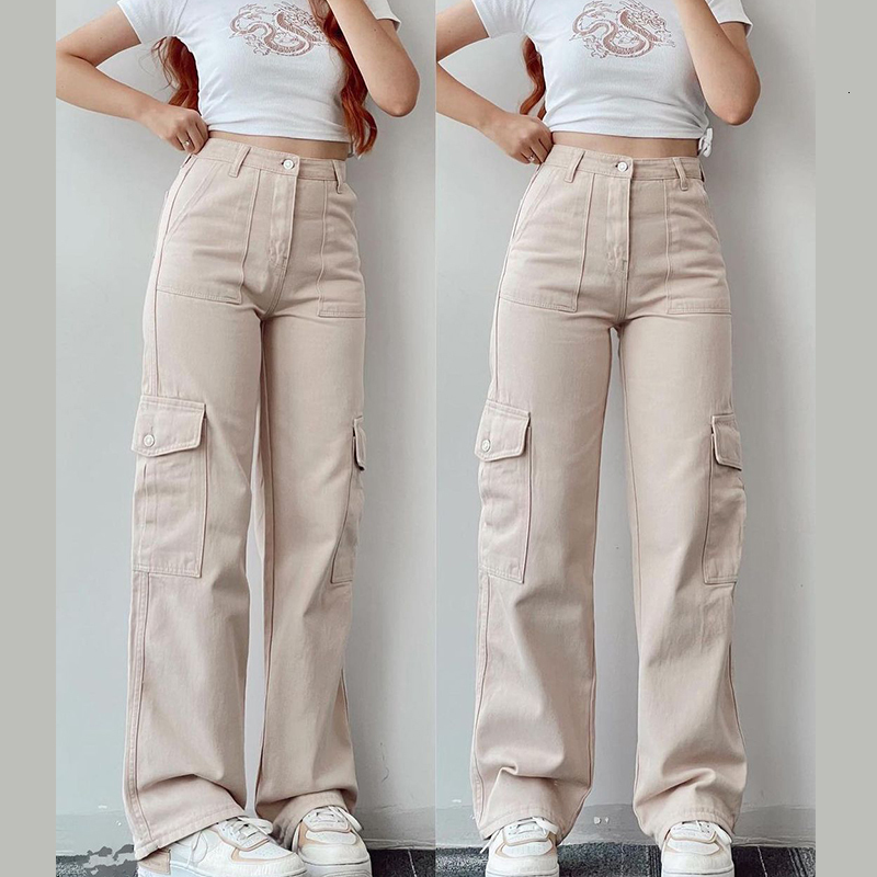 

Women's Pants s 2023 Europe and the United States style casual pants waist threedimensional pocket summer women's cargo 230419, Beige
