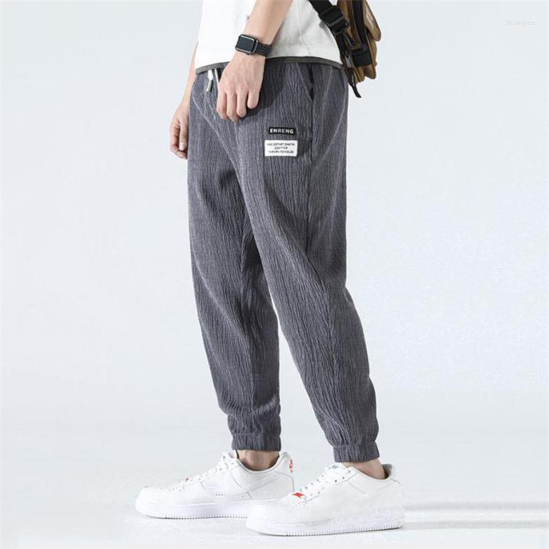 

Men's Pants Ice Silk Casual Port Breeze Comfort Elastic Waist Trousers Summer Streetwear Loose Ankle-length Jogging Ventilation Men, Gray pants men