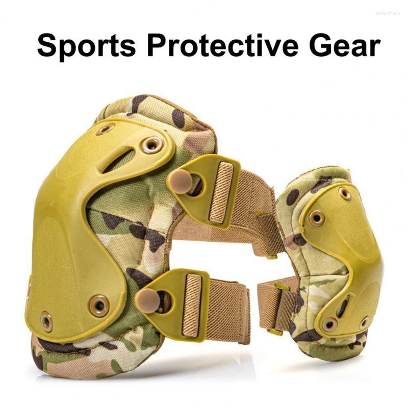 

Knee Pads 4Pcs Elbow Camouflage Pattern Pad Quick Release Buckle Sports Protective Gear Outdoor Sport Hunting Protector, Black