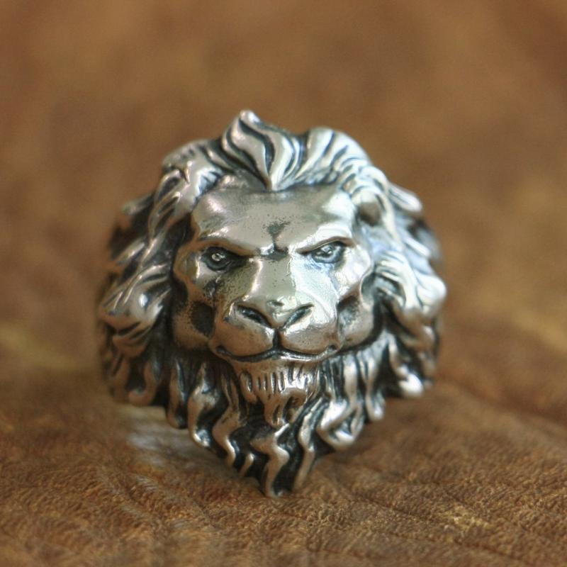 

Cluster Rings LINSION 925 Sterling Silver King Of Lion Ring High Details Mens Biker Punk TA109 US Size 7-15