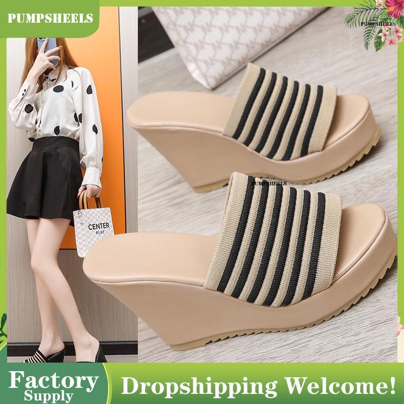 

Slippers Women's Fashion Outer Wear 2023 Summer Wedge Sandals Thick Bottom High Heel Platform Slides, Yellow