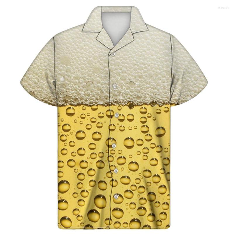 

Men's Casual Shirts Hawaiian Shirt Print 3D Short Sleeve Beer Cuban Beach Wear Time Party Retro Style Men's And Women's, Beige