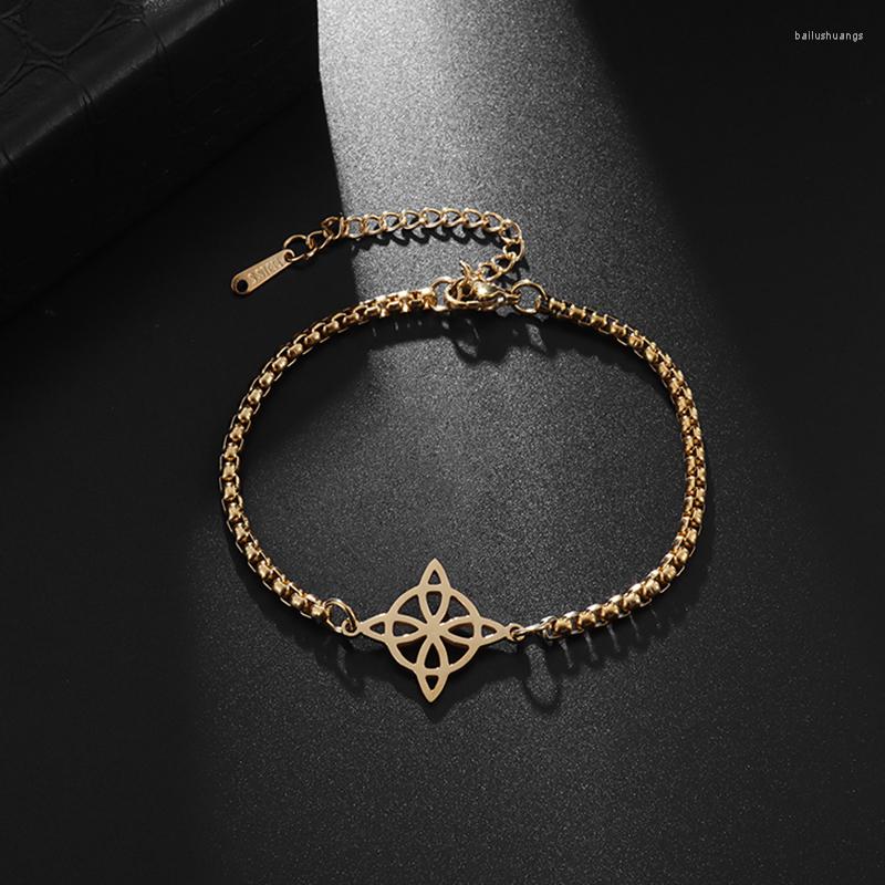 

Charm Bracelets Exquisite Fashion Trend Stainless Steel Hollow Witch Knot Bracelet For Women Celtic Street Party Accessories Gifts