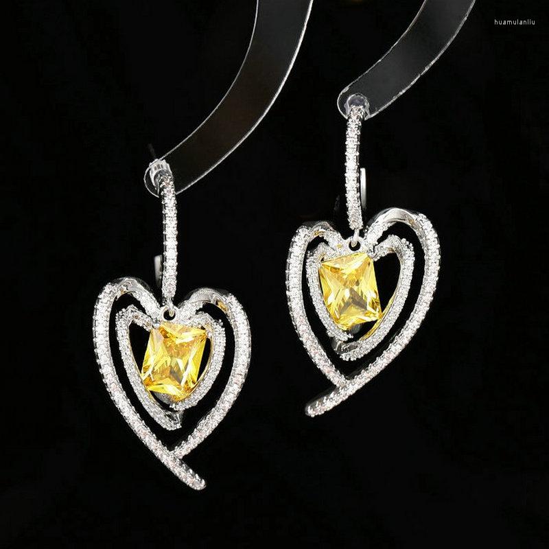 

Dangle Earrings SINZRY Elegant Super Shine Zircon Hollow Heart For Female