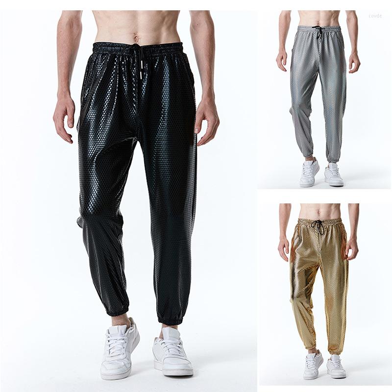 

Men' Pants 2023 European Size Men' Fashion Trend 70s Disco Costume Diamond Stamping Print Casual Men, Black