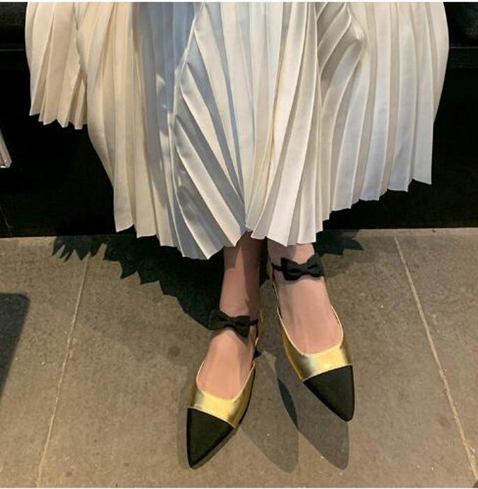 

Bow tie Slingbacks Women Low heel Gold Silver Black Leather Cover toe Lady Summer Sandals Dress Shoes