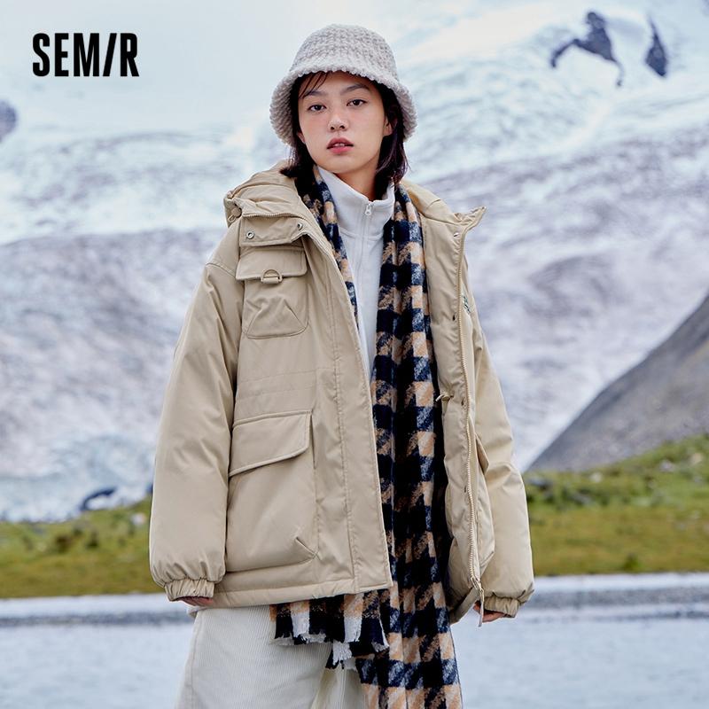 

Parkas SEMIR Women Down Jacket MidLength Hooded ThreeProof Tooling Jacket 2021 Winter New Wide Version Thick Parkas, Khaki