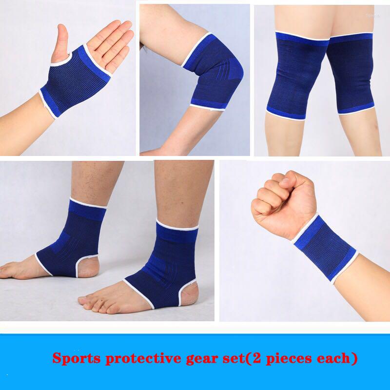

Knee Pads Protector/suit/basketball/football Training/sports/running/wrist Protector Elbow And Foot Five-piece Suit/keep Warm, Blue