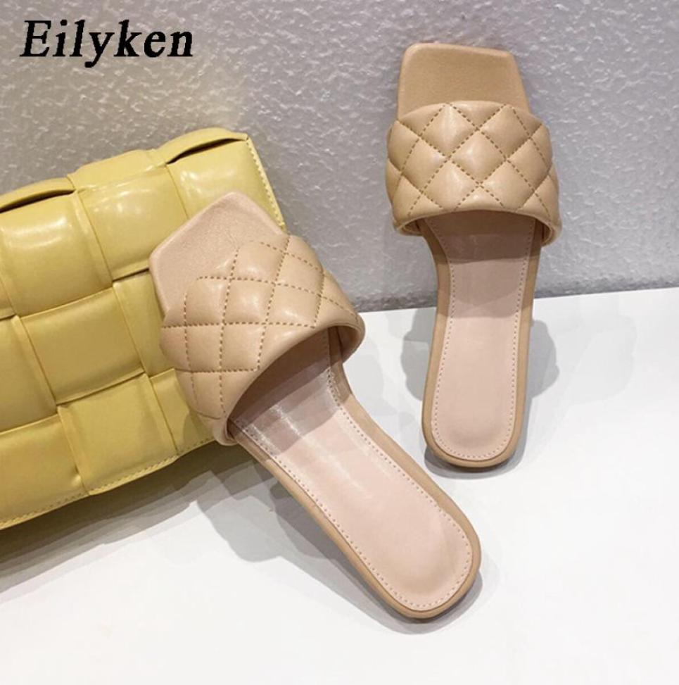 

Eilyken 2020 Newest Popular Lattice Leather Womens Slippers Summer Outdoors Vintage Square Toe Flats Shoes Casual Beach Sandals X15198246, White
