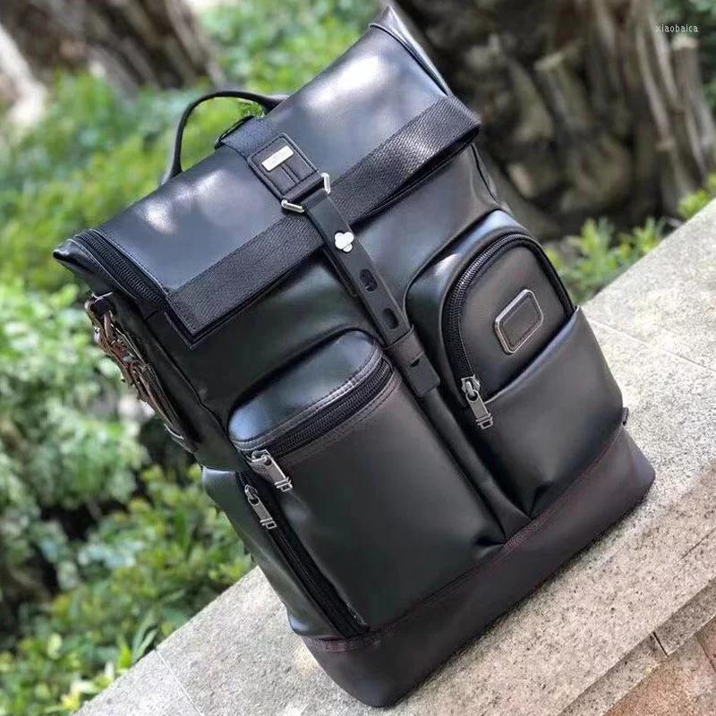 

Backpack 932388 Men's Black Microfiber Leather Business Travel Leisure Waterproof Computer, 34x12x48cm