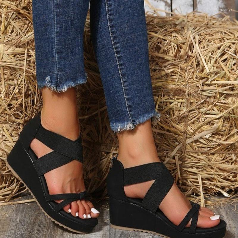 

Sandals Open Toe Casual Wedges Shoes Women Slippers Beach Flip Flops 2023 Summer Slingbacks Dress Slides Chaussure Femme, Black