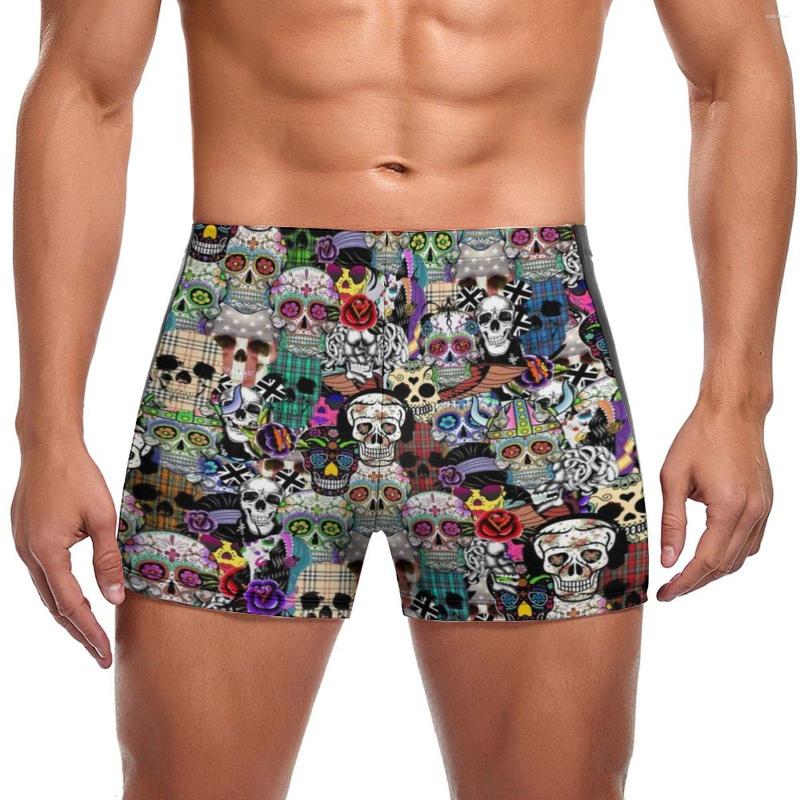 

Men' Swimwear Bone Skeleton Swimming Trunks Halloween Art Cool Fashion Quick Dry Swim Boxers Pool Push Up Men Swimsuit, Style