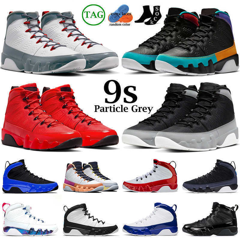 

men 9s basketball shoes jumpman 9 Particle Grey Chile Fire Red Change The World University Blue Gold gym Racer bred mens trainers sports