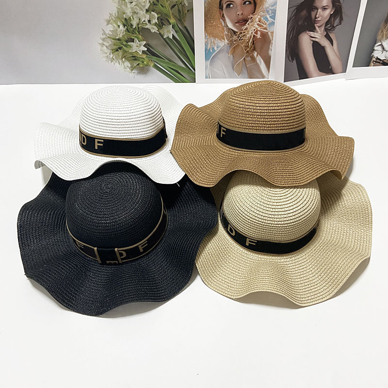 

Womens Designer Ruffled Straw Hat Flat Cap Fashion Gentleman Caps Higt Quality Mens Women Sun Hats 12 stlyes, #11